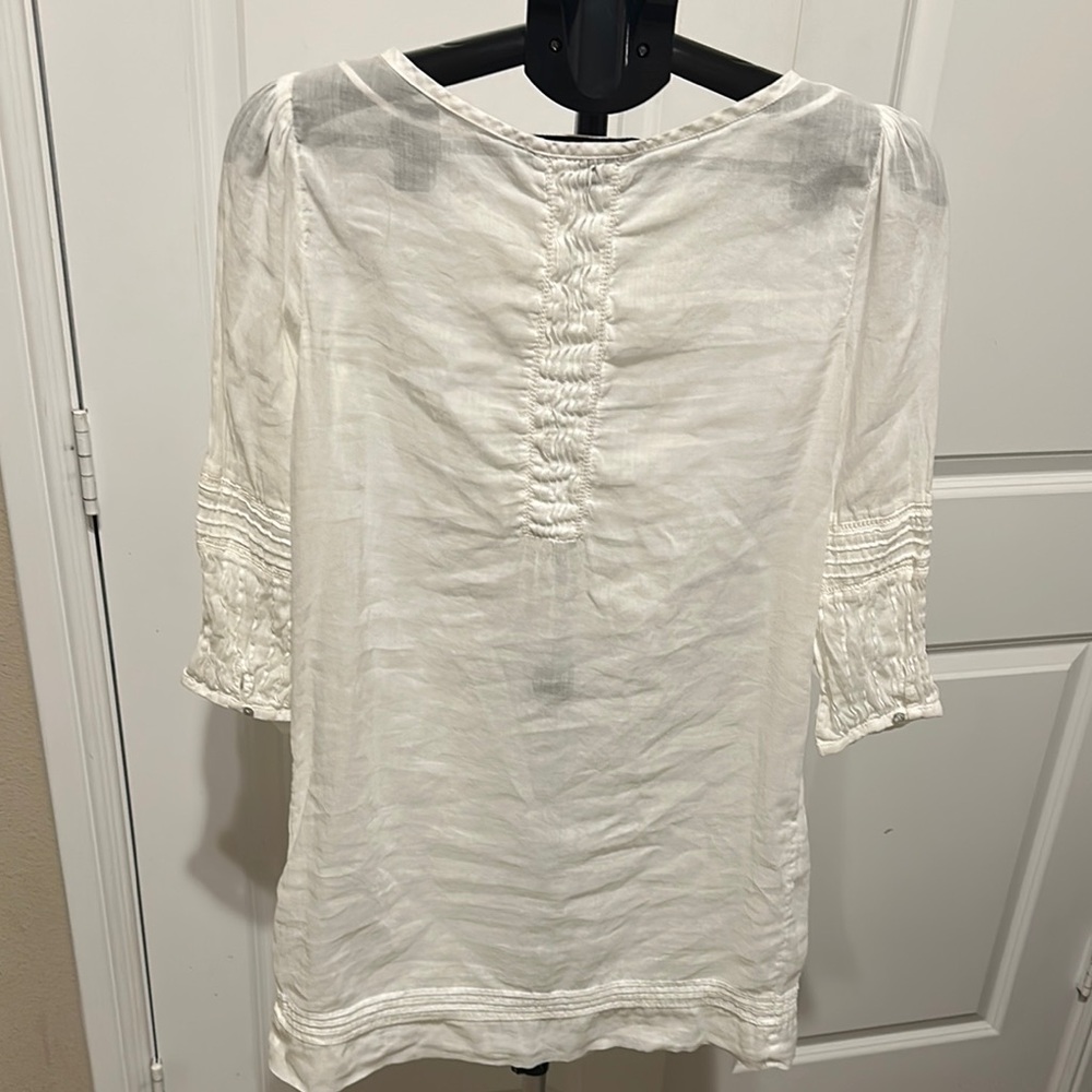 Zara White Pleated Puff Sleeve Dress size Large box 5 - Picture 8 of 11